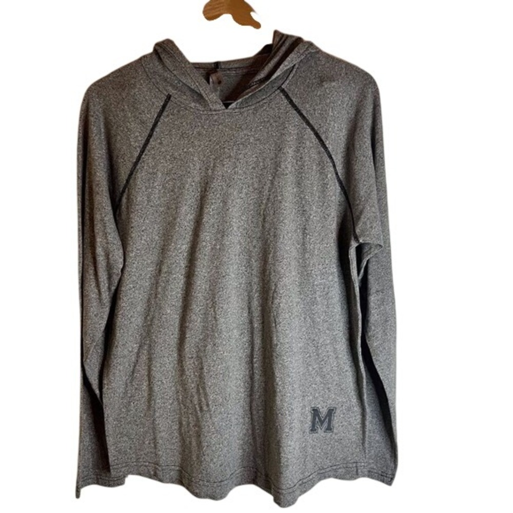 U of Michigan Hoodie Mens Large Gray Lightweight Raglan Pullover Sweatshirt